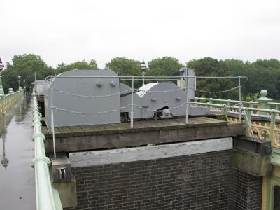 Electric motors to wind up sluices.