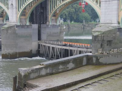 A sluice gate on down river side.