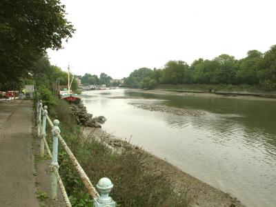 Looking down river from bridge, on Middlesex side.