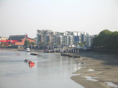 Riverside Quarter in Wandsworth. View from the Iron Bridge.