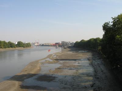 Foreshore looking down river from south end of bridge.