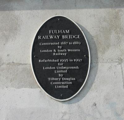 Fulham Railway Bridge plaque.