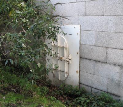 Unusual door in footings to Putney Bridge.