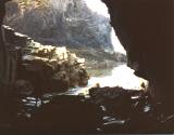 Large entrance to cave at low tide.