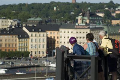 Tourists overlooking Stockholm