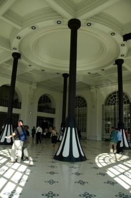 The colonade, columns out of steel