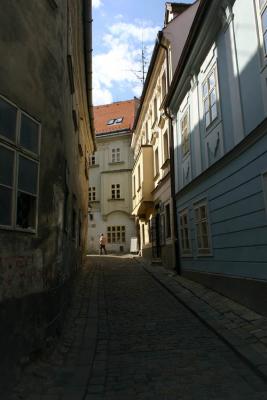 An old man navigating the streets