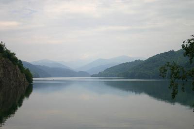 View across the dam lake