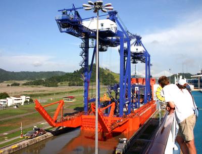 Ship transiting the Pamana Canal