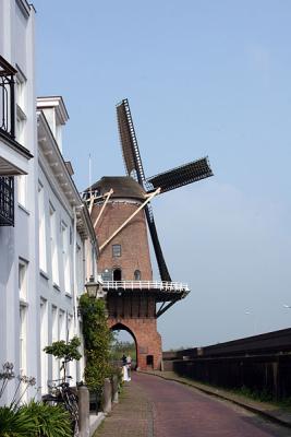 A shot of the windmill which allows vehciles to pass through the center