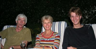 Koos, Ingrid and there son Bas in the lovely backyard after a wonder dinner
