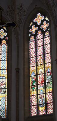 Lead crystal windows within the old catholic church