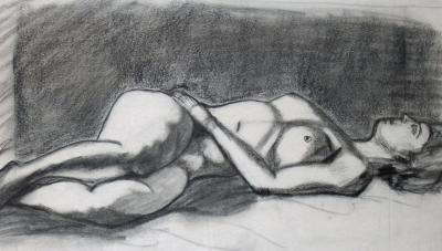 Reclining Pose 2004 Charcoal on Newsprint