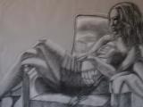 Portrait of a Lonely Girl 2005 (19X25) Charcoal on Tone Paper