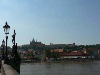 View of Mala Strana, St. Vitus Cathedral and Castle complex from Charles Bridge