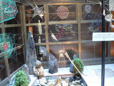 Neat spiderweb art in the courtyard.