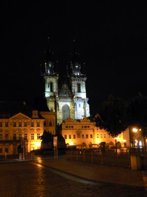 Tyn Church at night