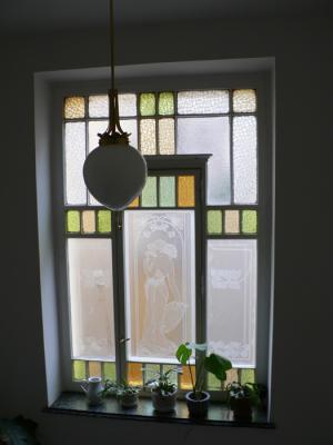 Mucha window in the stairwell