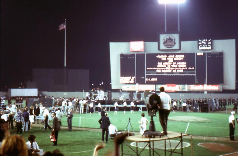 The Boys leave the stage - see the clock on the outfield wall : 9:50pm