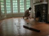 Angus meticulously leveled the old 1920s floor