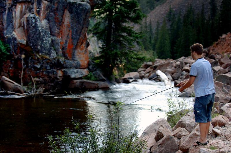 July 10 2005 Trav fishing in Spring Creek Gunnison Colorado