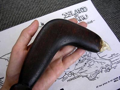 Polynesian utility knife with the tiger shark;s tooth