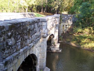 Closeup of side of Antietam aqueduct