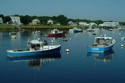 Boats in Green Harbor by Ian Britton