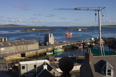 Even with the construction crane looming, Stromness Harbour and Scapa Flow look magical.