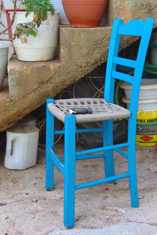 Lone blue chair
