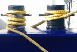 Blue with yellow ropes