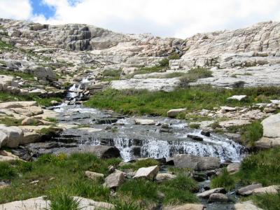 Waterfall below Sky Blue Lake