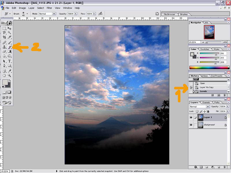 Step 4.  Choosing the History Brush Tool