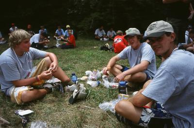 Spencer, Peter and Nick break for lunch