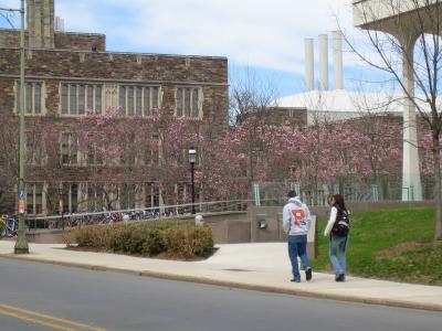 Scudder Plaza and People in Spring