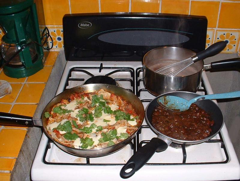 Chilaquiles on the stove
