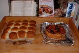 Hot Hamburger Buns and Juicy Peach-Blueberry Tart