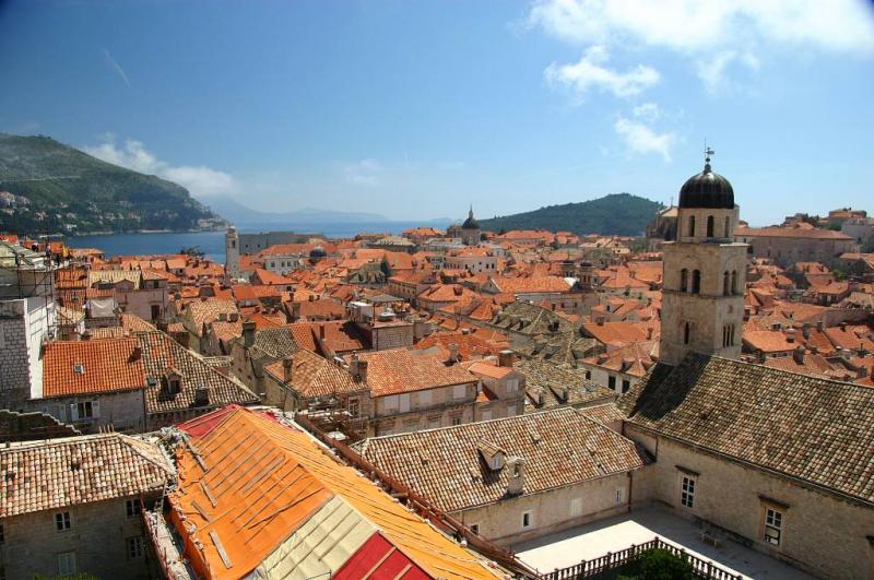 Roof repairs and view to the port