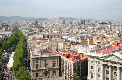 La Rambla, Barri Gotic and view north