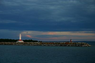 Mackinac Island Harbor Light & Round Island Light