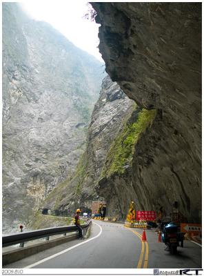 Taroko, under construction. After typhoon, the road is always blocked by falling rocks.