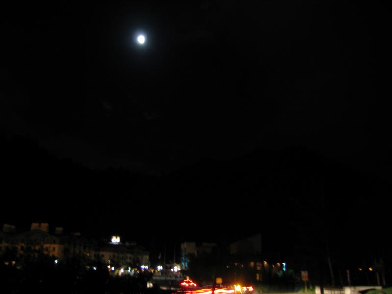 Waneing moon over Squaw Valley Village