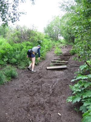 Steep muddy climb from the start