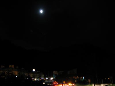 Waneing moon over Squaw Valley Village