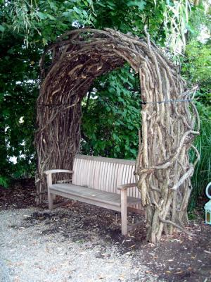 Bench arbor..many of these throughout the grounds
