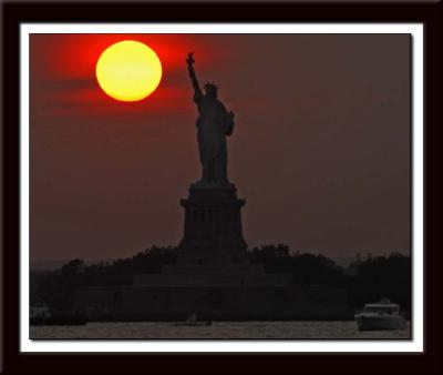 Statue of Liberty at sunset 020