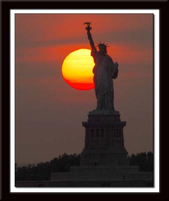 Statue of Liberty at sunset 025