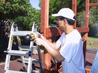 Bro. workin' the impact wrench, which was a HUGE time saver...