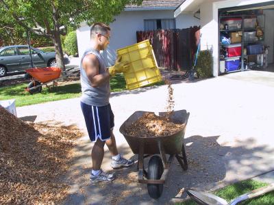 Working smarter - scooping up material with large bins.