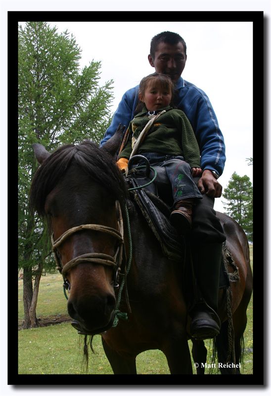 Father and Daughter on Horseback, Altai Tavanbogd National Park